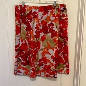Fall-Colored Floral Print Lane Bryant Skirt, Size 16
